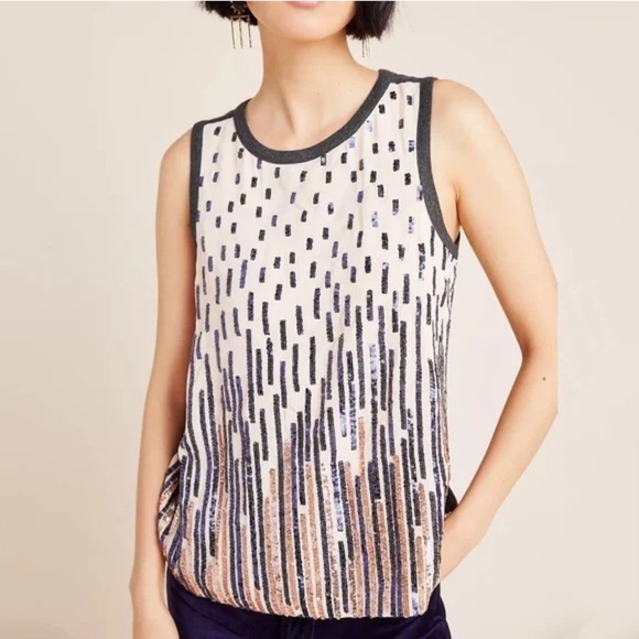 Anthropologie Tiny sequin tank top new with tags XS date night office - Picture 1 of 11